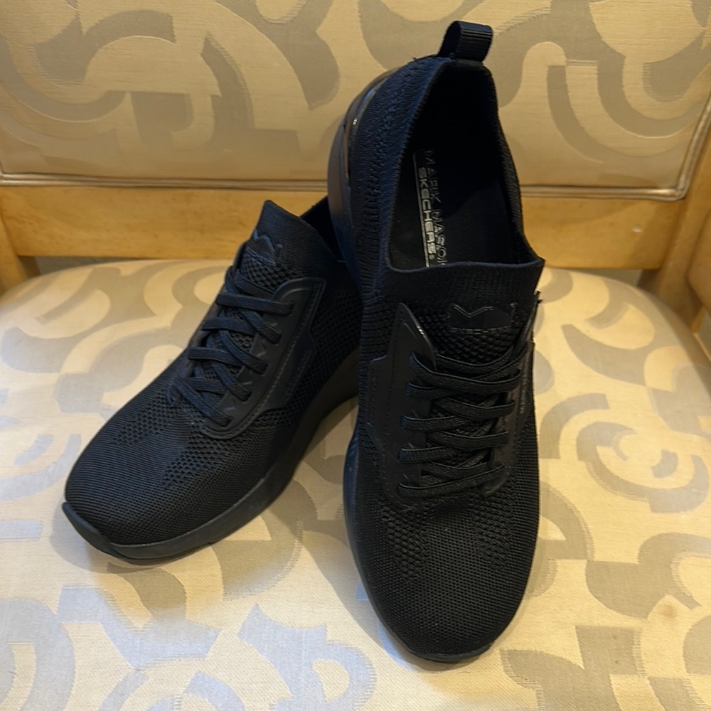 Skechers Mark Nason Black Sneakers with Knit Fabric and Cushioned Sole